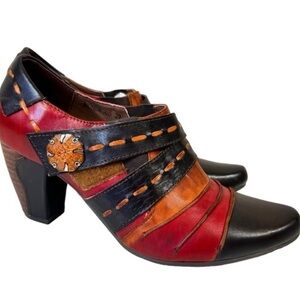 Spring Step Black and Red Ankle Booties